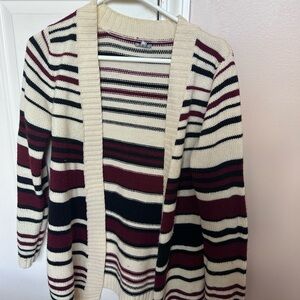Striped Open-Front Cardigan Sweater